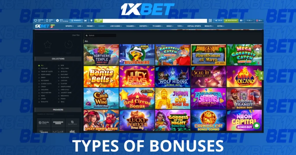 Soorten 1xBet-bonussen